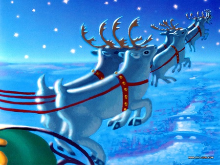 Flying - fly, reindeer, christmas, blue