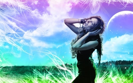 later_that_day - sky, lady, entertaiment, music, nature, cloud, color, grass, dj