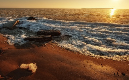 Evening sun - nature, ocean, amazing, beach, landscape, beautiful, sun, sunset