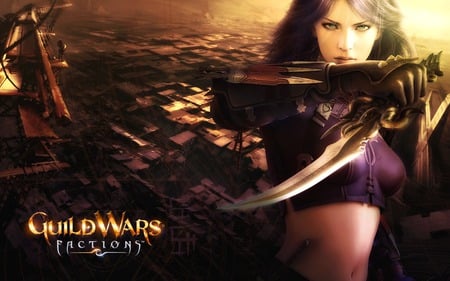 Purple Assassin - beauty, girl, assassin, video game, fantasy, hd, guild wars, adventure, action