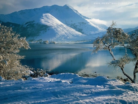 Landscape - winter, photography, snow, landscape, tree, frozen, nature, mountains, lakes, sky