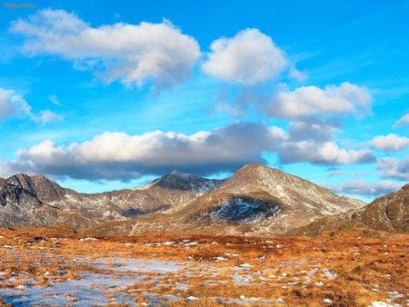 Snowdonia National Park, Wales UK - light blue, mountains, sky, clouds