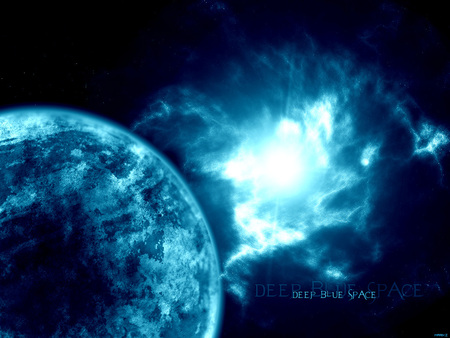 Deep Blue Space - black, planet, space, deep blue