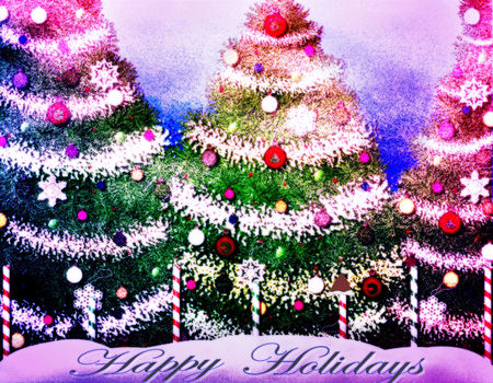 Holiday Trees - christmas, colorful, trees, holiday