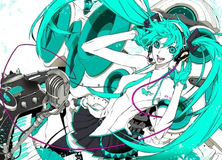 Miku - music, vocaloid, earphones, speakers, hatsune miku