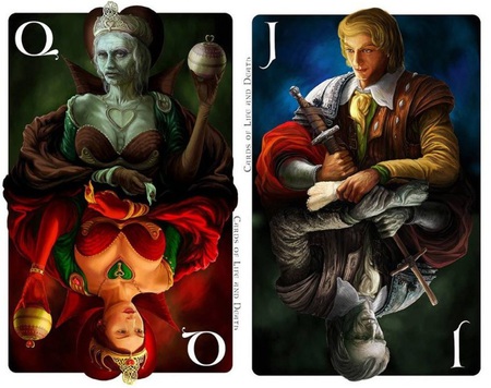 Cards of Life and Death - cards, fantasy, jack, queen, artwork