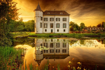 House by the lake - reflections, water, lake, house