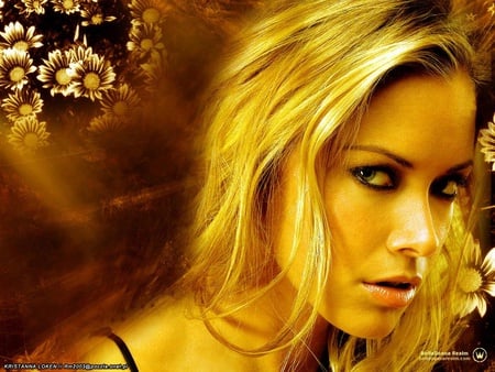 Kristanna-Loken-face - face, lady, people, flowers, gold, models, hair, eyes