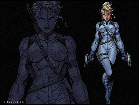 blue - woman, gun, blue, stark