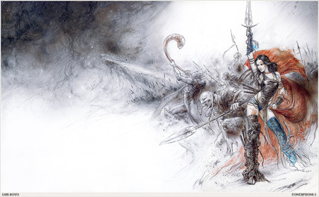 little sword woman - war, little, nice, royo