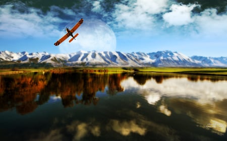 Alabalah - airplane, lake, andrea andrade, nature