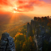 Cliffs in the sunset