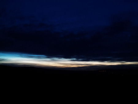 light on the horizon - dark, horizon, scenery, sunset