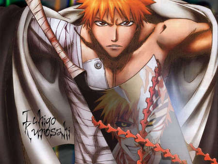 Ichigo - boy, sword, anime, hollow