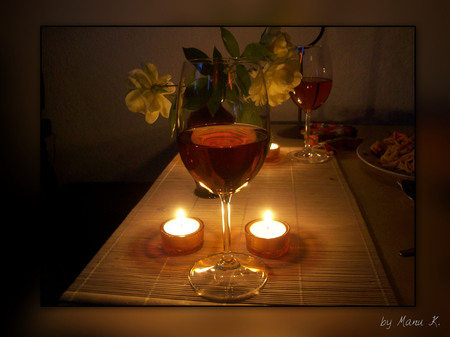 romantic wine - flowers, romantic, wine, candles