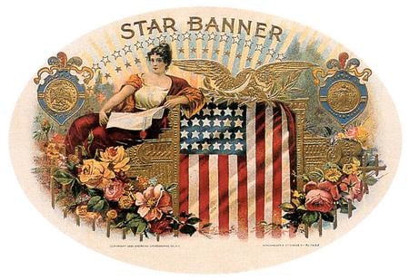 Star Banner - flowers, star, cigar box, art, flag, banner