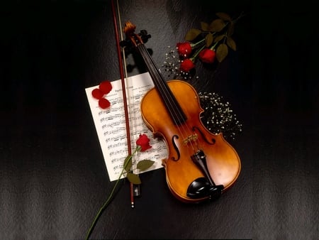 ROMANTIC LOVE NOTES - love, dedications, symbol, roses, violin, notes, romntic