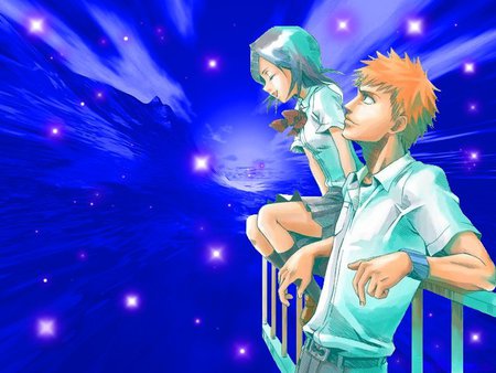 Ichigo and Rukia - colrful, boy, girl, anime