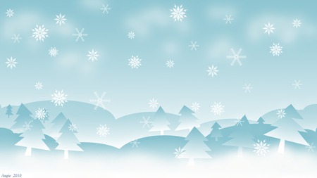 Snowy Scene illustration - snowflakes, winter, illustration, seasonal, blue, snow