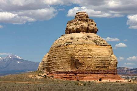 nature Shaped - vegetation, ochra, clouds, rock formation, round, sky