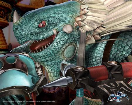 Green Dragon - fighter, video game, dragon, eye, hd, weapon, soul calibur, green