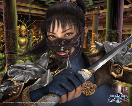 Ninja Girl - beauty, girl, hair, soul calibur, video game, fighter, eye, hd, face, beautiful, ninja, sword, teen