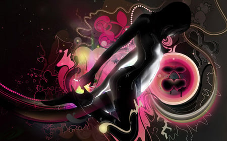 abstractgirl - abstract, girl, pink, dark, black, colorful, fantasy, white, bright, woman