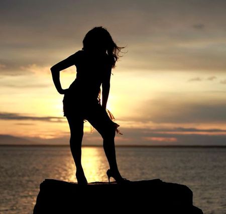 SUNSET   WOMAN SHADOW - sunset, siillhuette, woman, beauty, shadow