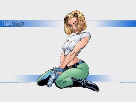 Danger_Girl - danger-girl, pistol, sitting, blond