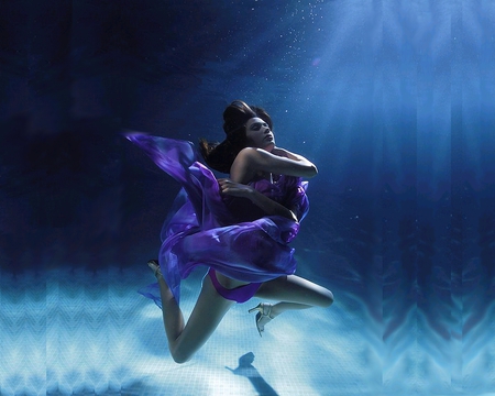 SEXY SWIRL in H2o - sexy, swirl, photography, water, swirling, purple dress