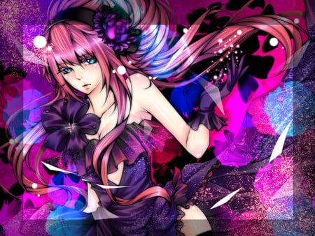 Megurine Luka - nice, mgeurine luka, beauty, hot, music, singer, black, white, virtual, pretty, cool, idol, anime, aqua eyes, megurine, cute, luka, sexy, girl, pink hair, song, vocaloids, program, vocaloid, blue, pink, beautiful, awesome, diva, dress, flower