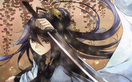 Katana Girl - purple, cool, girl, katana, anime, sword