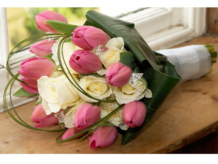 bouquet - nice, harmonious, roses, photography, tulips, bouquet, elegant, rose, gentle, cool, beautiful, tulip, flowers, photo, flower