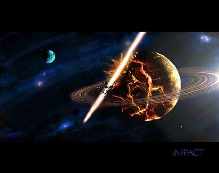 Deadly Impact - flash, meteorite, planet, stars, impact