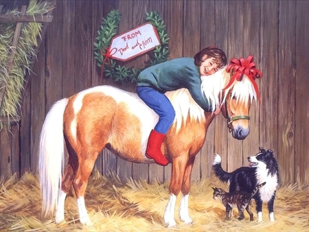 Christmas pony - holiday, poy, horse, christmas