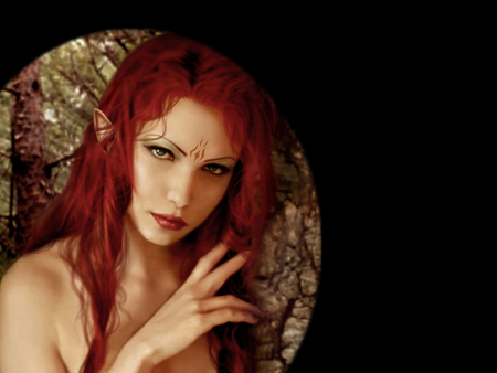 Elf - elf, fantasy, female, red