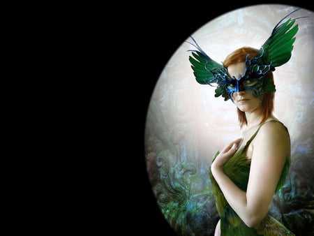 Feather - feather, green, fantasy, female