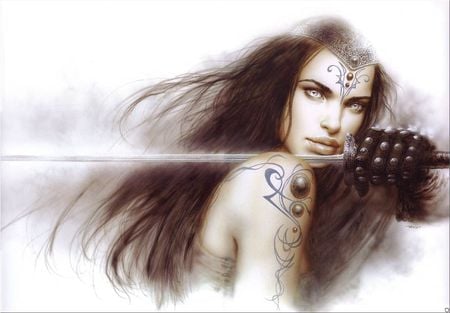 beauty - woman, beauty, sword, royo