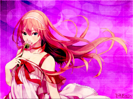 Luka M - luka, hot, vocaloid, pink, flower