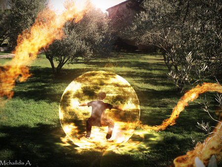 fireshell - fire, fantasy, trees, nature, grass