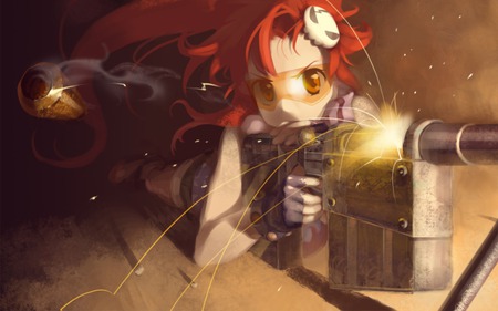 The best fire support you could ever have - yoko, long hair, skull, epic, stunning, red hair, bullets, bikini, gurren lagenn, sunglasses, yellow eyes, anime girl, beautiful, hot, gun, beauty, cool, badass, redhead, awesome, cute, smoke, thigh highs, sexy, yoko ritona