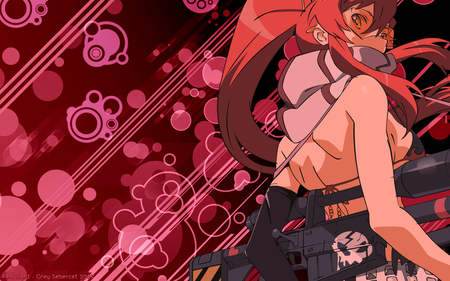 Red Light - beauty, gun, redhead, sexy, hot, yoko ritona, anime girl, gurren lagenn, yoko, bikini, red, beautiful, cute