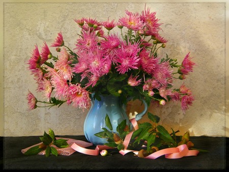 still life - nice, photography, bouquet, elegant, still life, cool, pink, beautiful, kettle, flowers, photo, flower, harmony