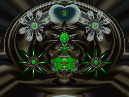 Green Diamond - eye candy, collage, 3d, fractal, abstract