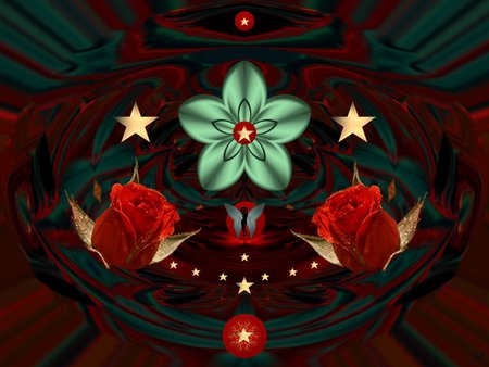 13 Stars - collage, 3d, fractal, abstract, christmas