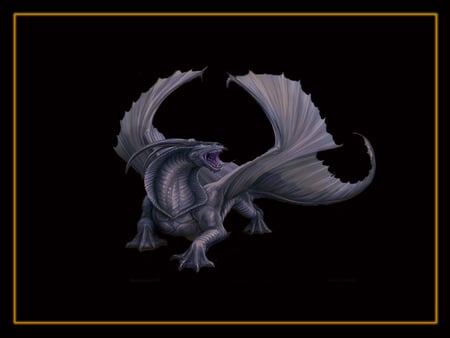 Dragon - black, purple, dragon, wings