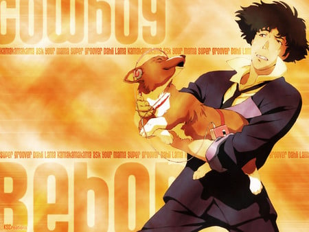 Spike and his Dog - boy, anime, animal, yellow