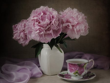 Still life - pink, still life, decoration, vase, flower