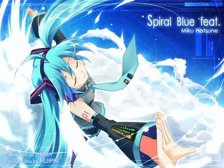 Hatsune Miku - virtual, miku, hatsune, cute, beautiful, vocaloids, song, sky blue, girl, white, cover, album, singer, aqua eyes, pretty, cool, aqua, beauty, awesome, voclaoid, anime, twintail, diva, blue, sky, nice, clouds, tie, aqua hair, idol, music, hatsune miku