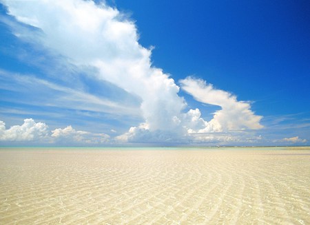 Endless Shore - blue sky, clouds, water, sand